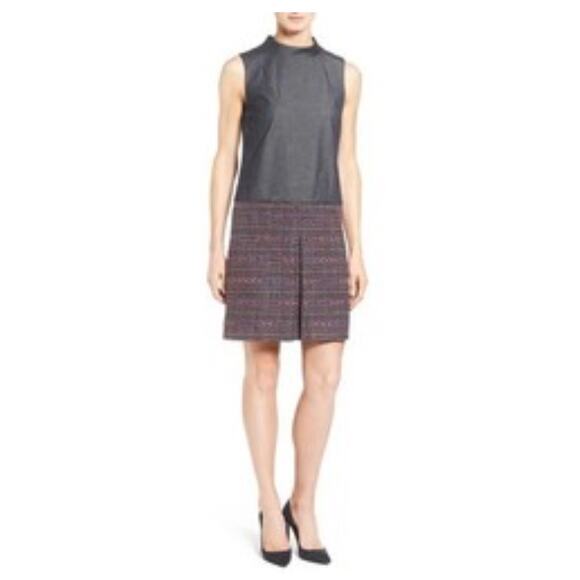Halogen Dresses & Skirts - Halogen Tweed Skirt Dress L Mock Neck Sleeveless Preppy Work Office Career